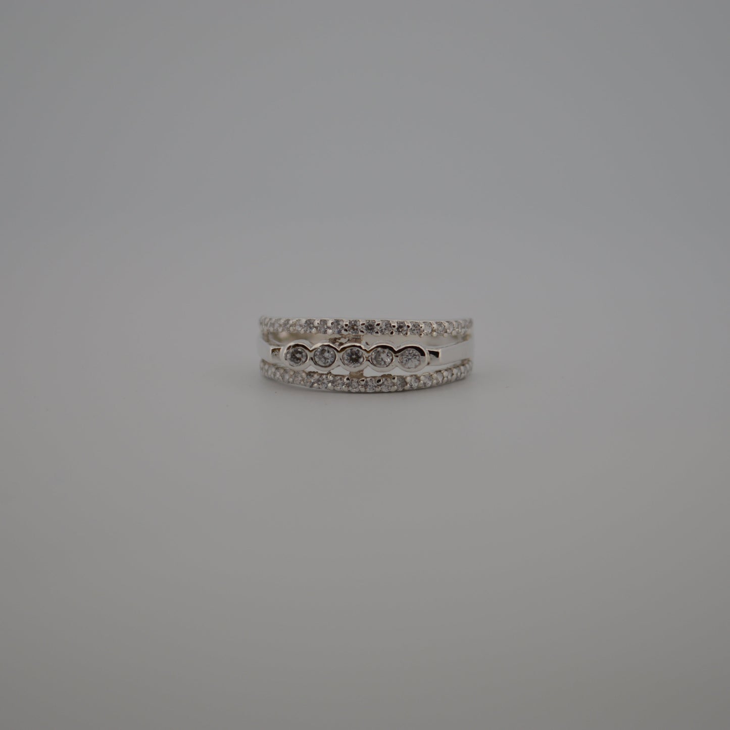 Lustrous & Loop Rhodium-Plated Sterling Silver Ring