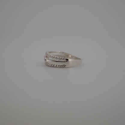 Silver ring on a gray background