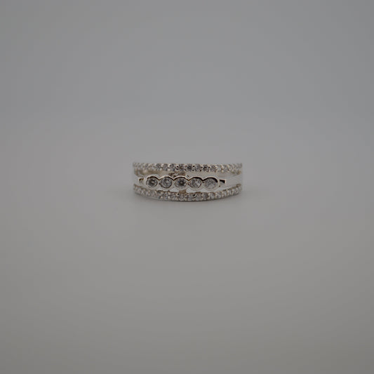 Lustrous & Loop Rhodium-Plated Sterling Silver Ring